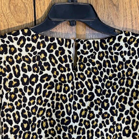 Kachel x Anthropologie Leopard Print Tie Front Blouse Top Size 4 Silk Blend - Picture 3 of 6